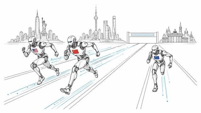 KI-generierte redaktionelle Illustration: Künstliche Intelligenz: Im KI-Wettlauf droht Europa der Rückstand