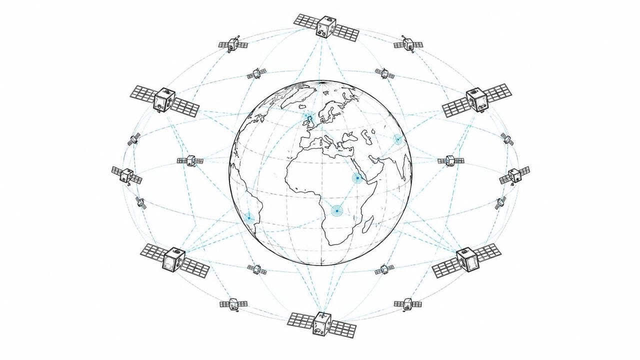 KI-generierte redaktionelle Illustration: Raumfahrt: Open Cosmos plant eine der größten Satellitenflotten Europas