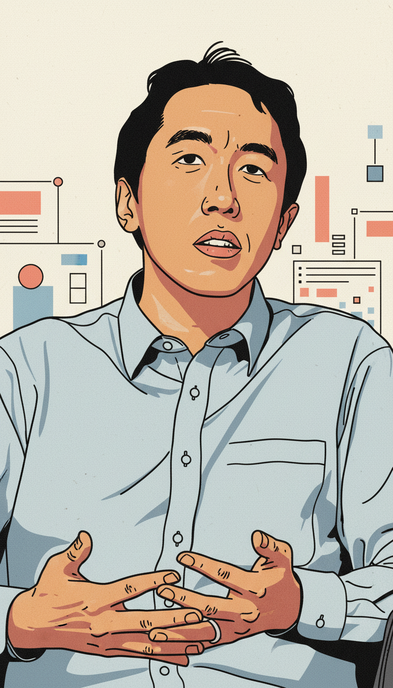 Gezeichnetes Portr&auml;t von Andrew Ng