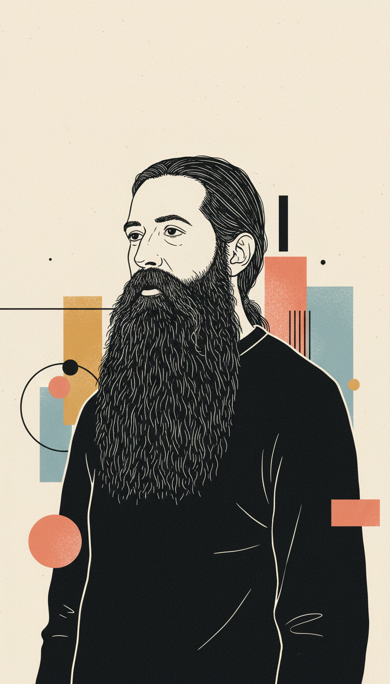 Gezeichnetes Portr&auml;t von Aubrey de Grey