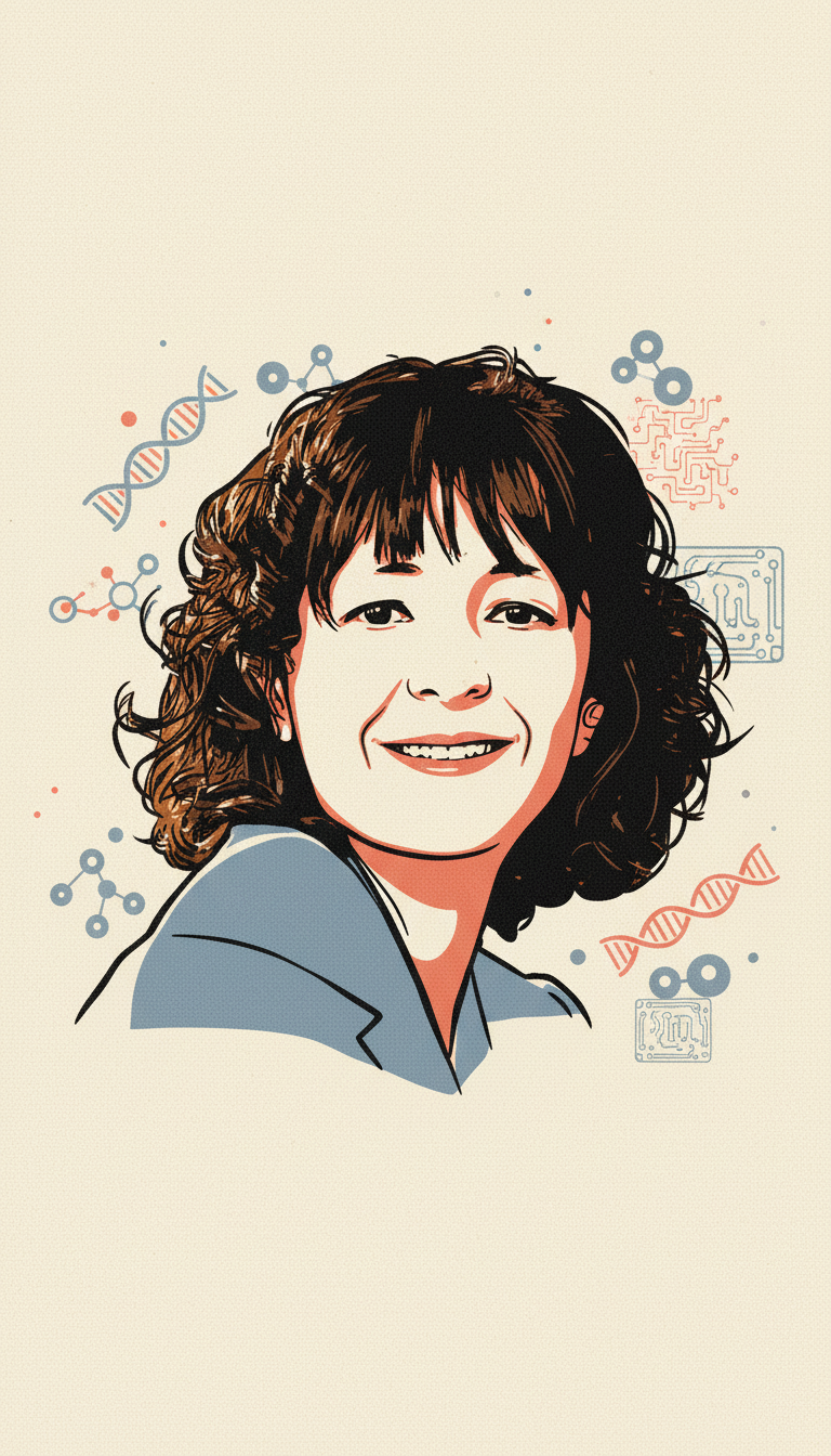 Gezeichnetes Portr&auml;t von Emmanuelle Charpentier