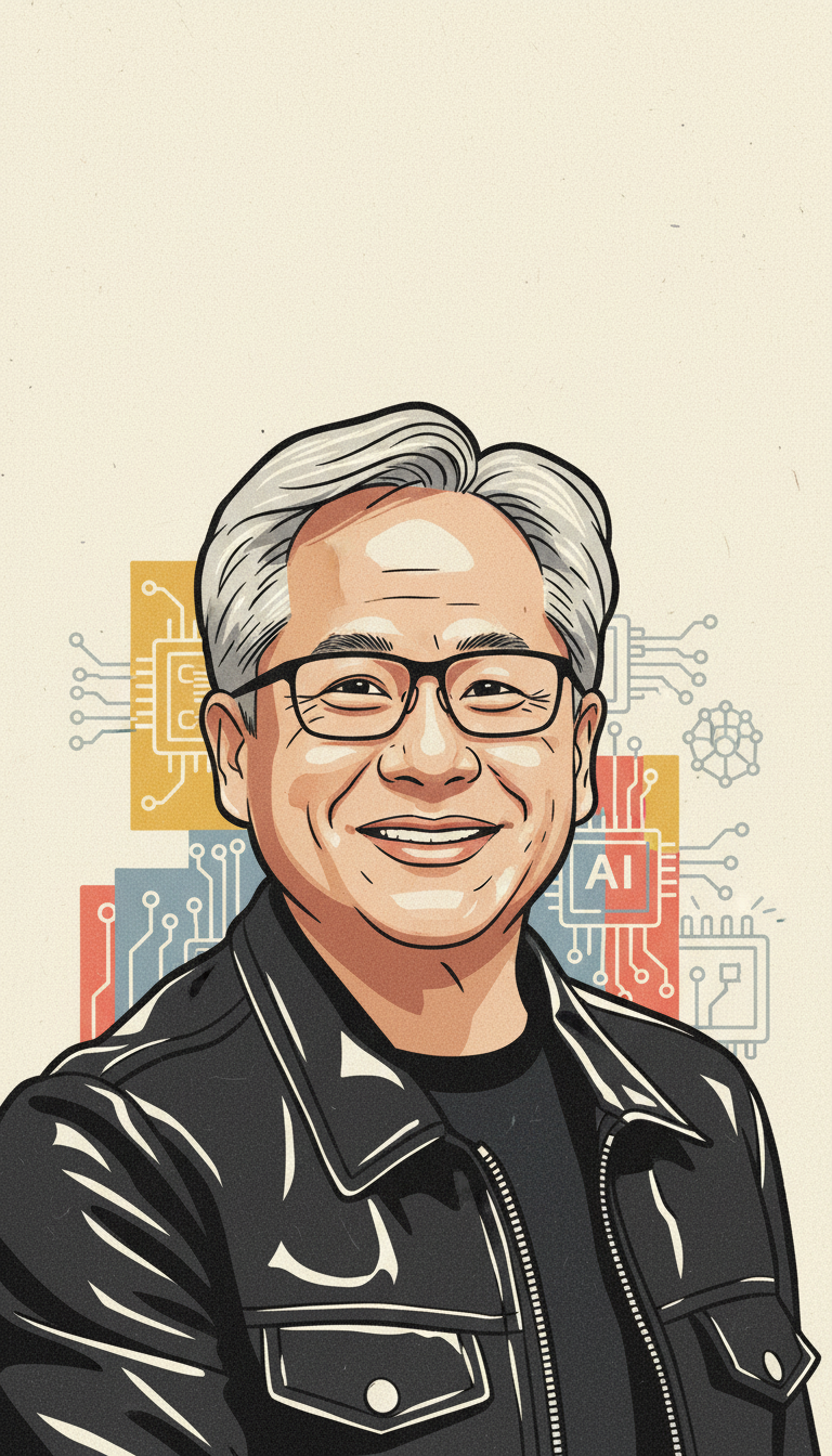 Gezeichnetes Portr&auml;t von Jensen Huang