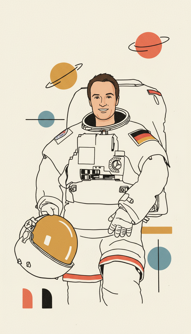 Gezeichnetes Portr&auml;t von Matthias Maurer